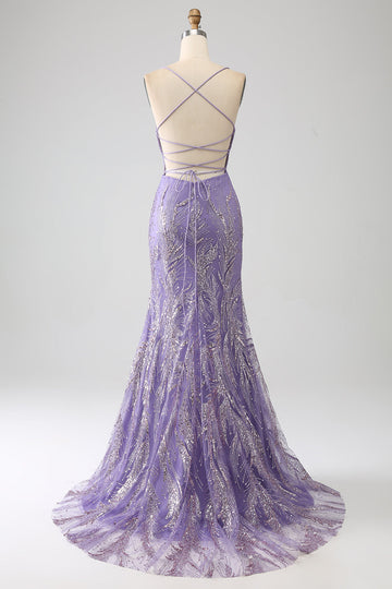 Sparkly Mermaid Lilla Abito Lungo Prom